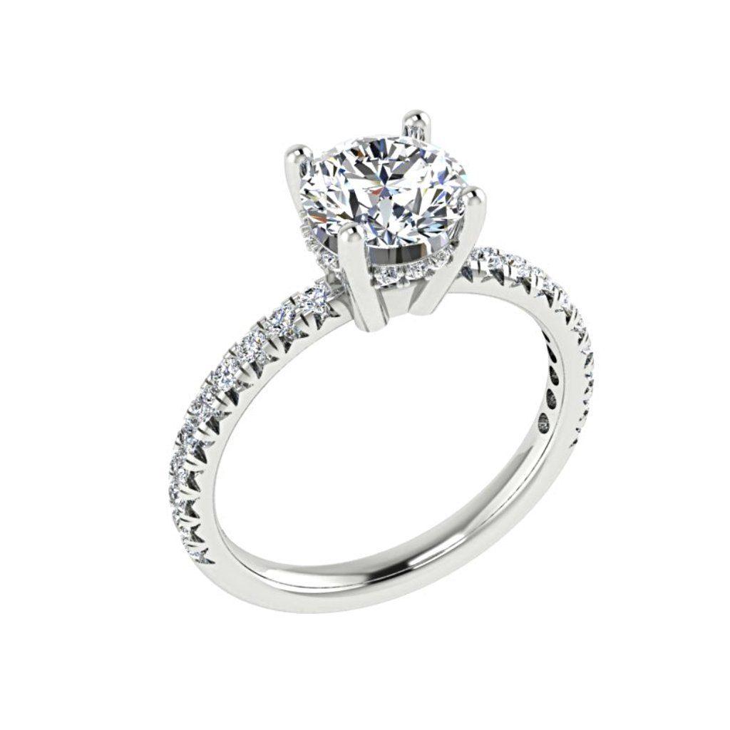 Crown Engagement Ring White Gold Side Diamonds (0.26 ct.tw) - Thenetjeweler