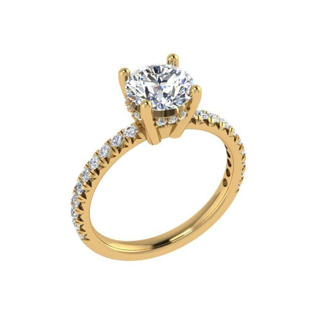 Crown Engagement Ring White Gold Side Diamonds (0.26 ct.tw) - Thenetjeweler