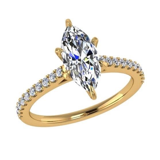 Marquise Diamond Engagement Ring with Side Stones 18K Gold (0.21 ct. tw) - Thenetjeweler