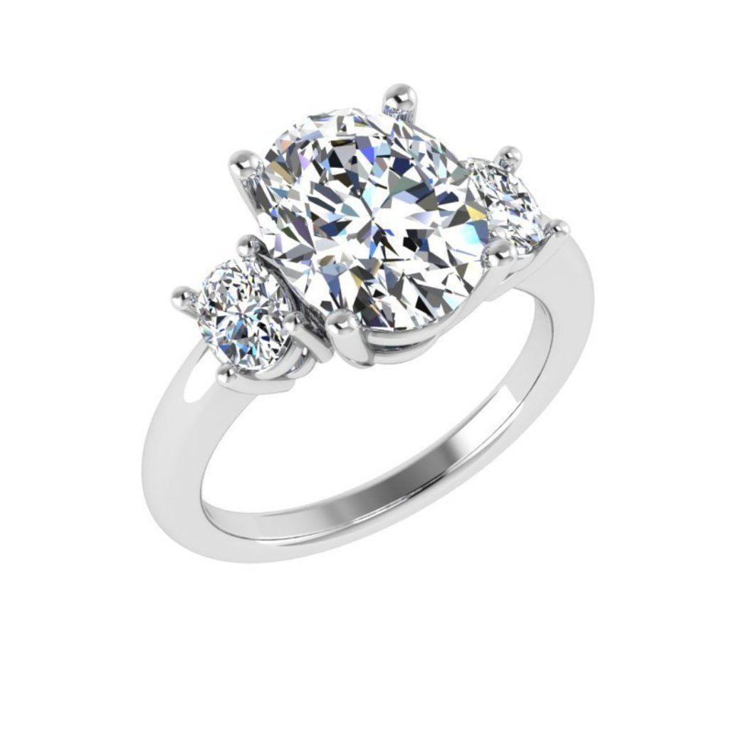 Oval Three Stone Diamond Engagement Ring 0.53 ct. t.w - Thenetjeweler