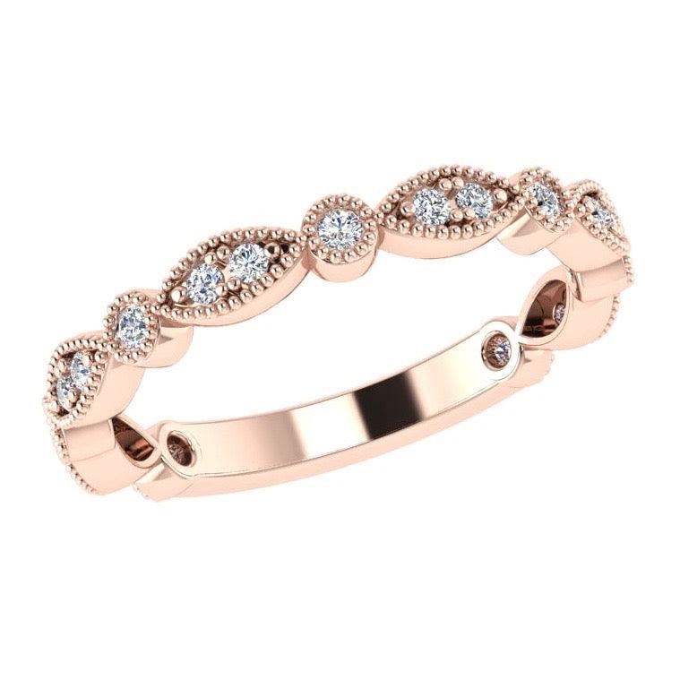 Round and Marquise Diamond Semi Eternity Ring 18K Gold (0.20 ct. tw.) - Thenetjeweler