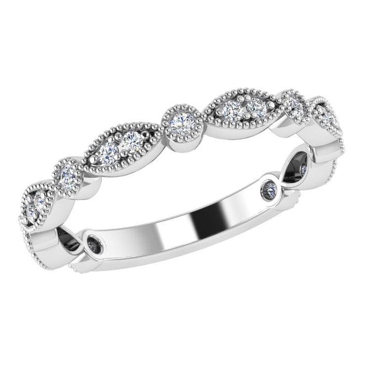 Round and Marquise Diamond Semi Eternity Ring 18K Gold (0.20 ct. tw.) - Thenetjeweler