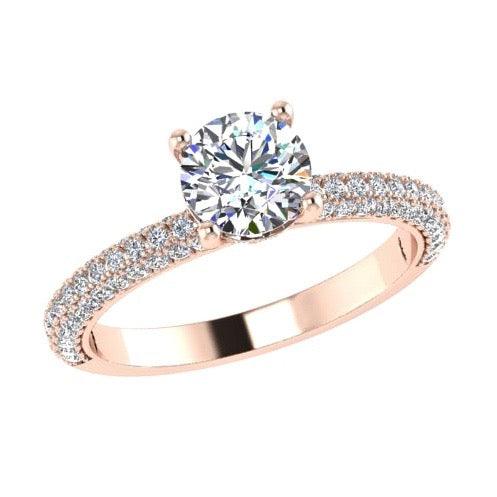 Round Diamond Side Stone Engagement Ring 18K Gold (0.60 ct.tw.) - Thenetjeweler