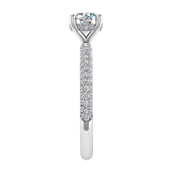 Round Diamond Side Stone Engagement Ring 18K Gold (0.60 ct.tw.) - Thenetjeweler