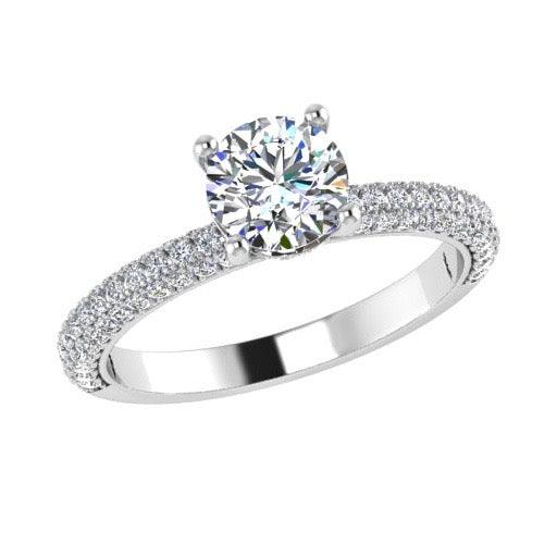Round Diamond Side Stone Engagement Ring 18K Gold (0.60 ct.tw.) - Thenetjeweler