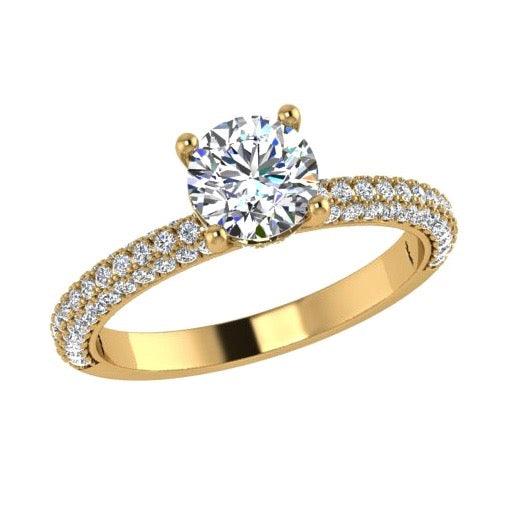 Round Diamond Side Stone Engagement Ring 18K Gold (0.60 ct.tw.) - Thenetjeweler