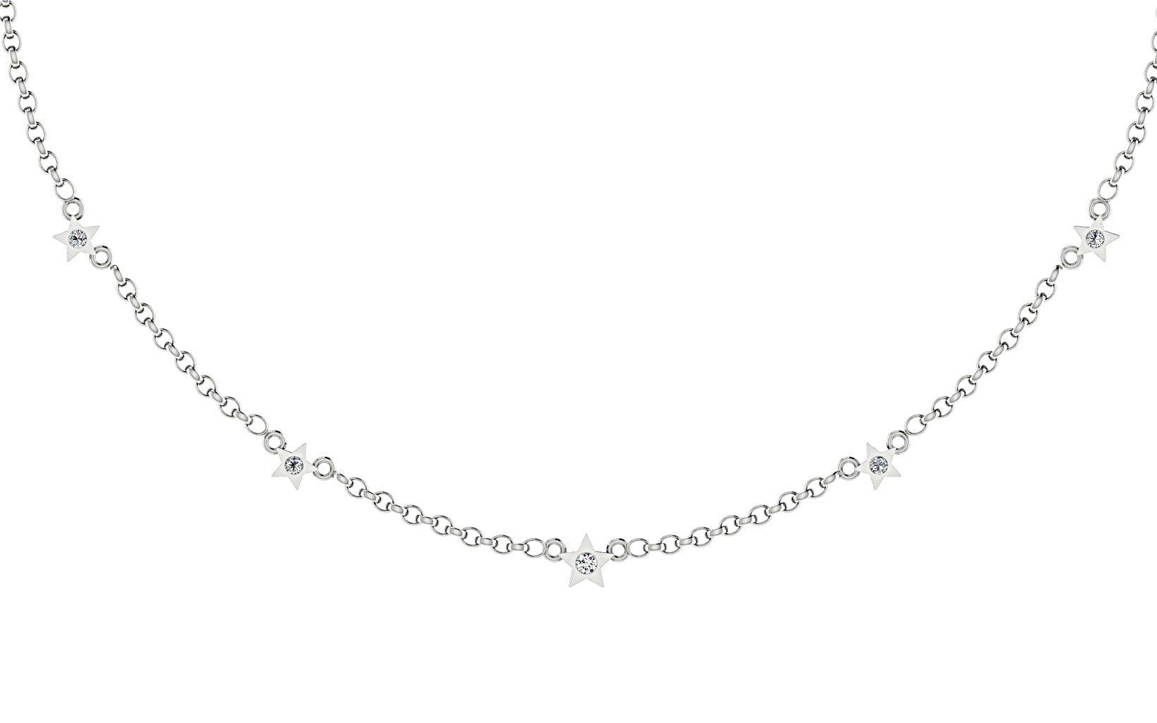 Star Diamond Necklace 14K White Gold - Thenetjeweler