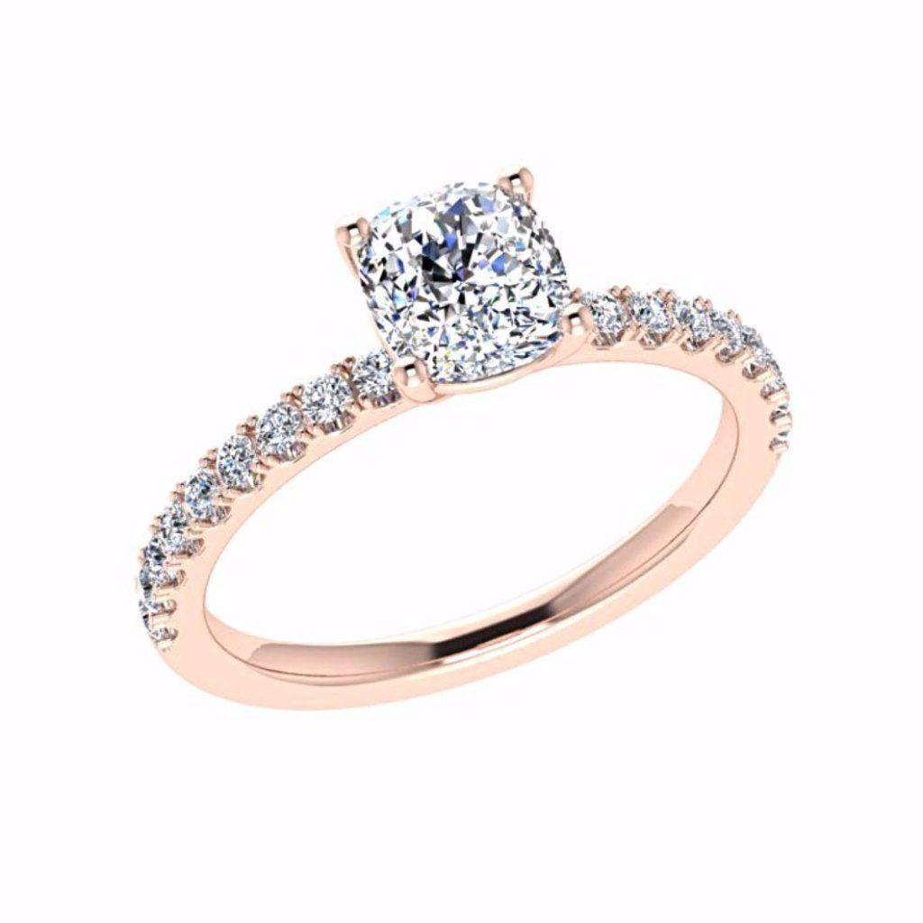 Round Diamond Engagement Ring with Side Stones 18K Gold 0.26 ct tw - Thenetjeweler