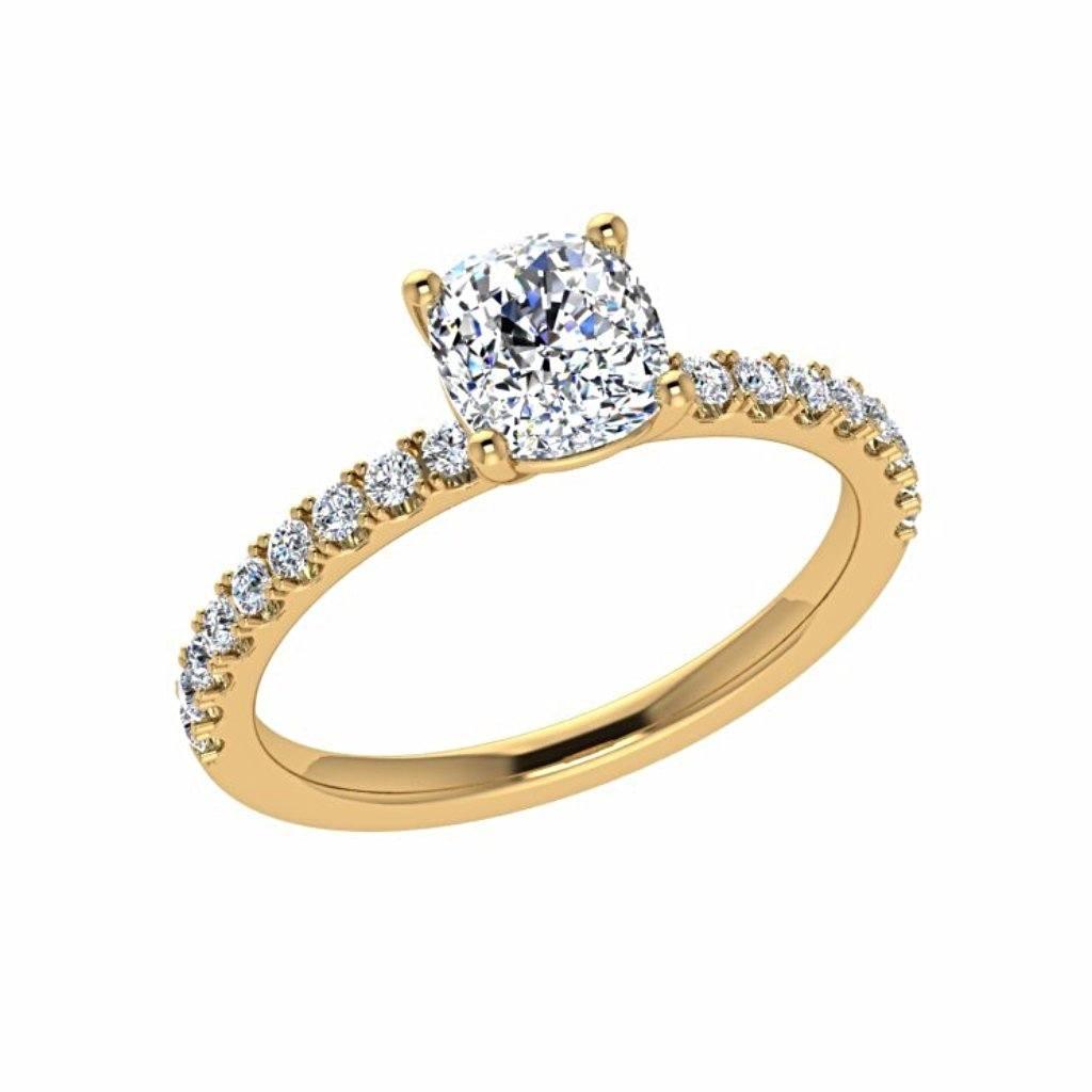 Round Diamond Engagement Ring with Side Stones 18K Gold 0.26 ct tw - Thenetjeweler