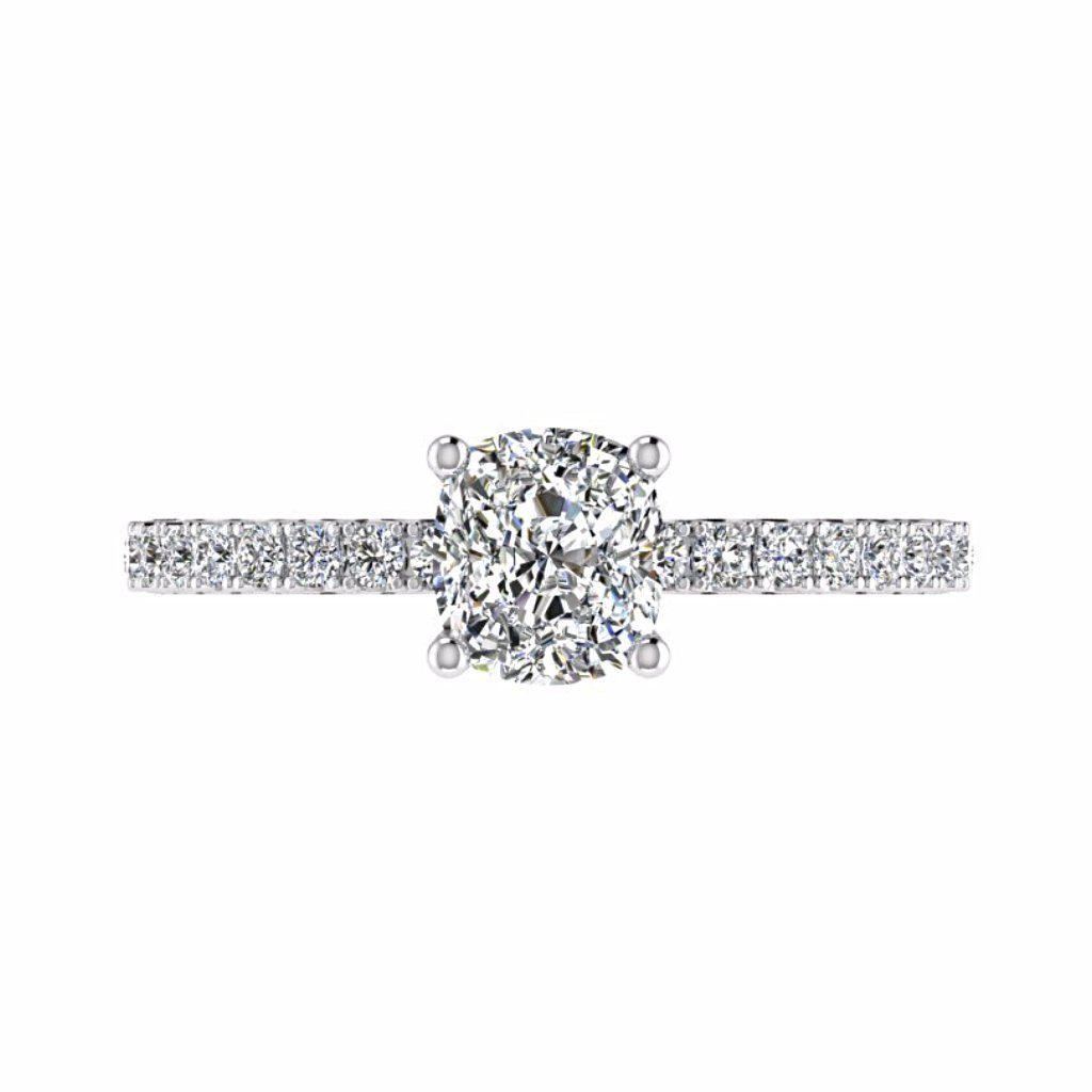 Round Diamond Engagement Ring with Side Stones 18K Gold 0.26 ct tw - Thenetjeweler