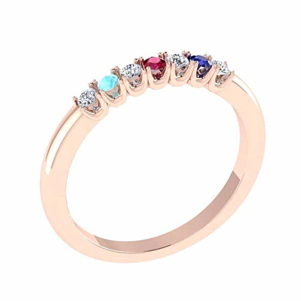 Gemstone and Diamond Semi Eternity Ring 18K Gold - Thenetjeweler