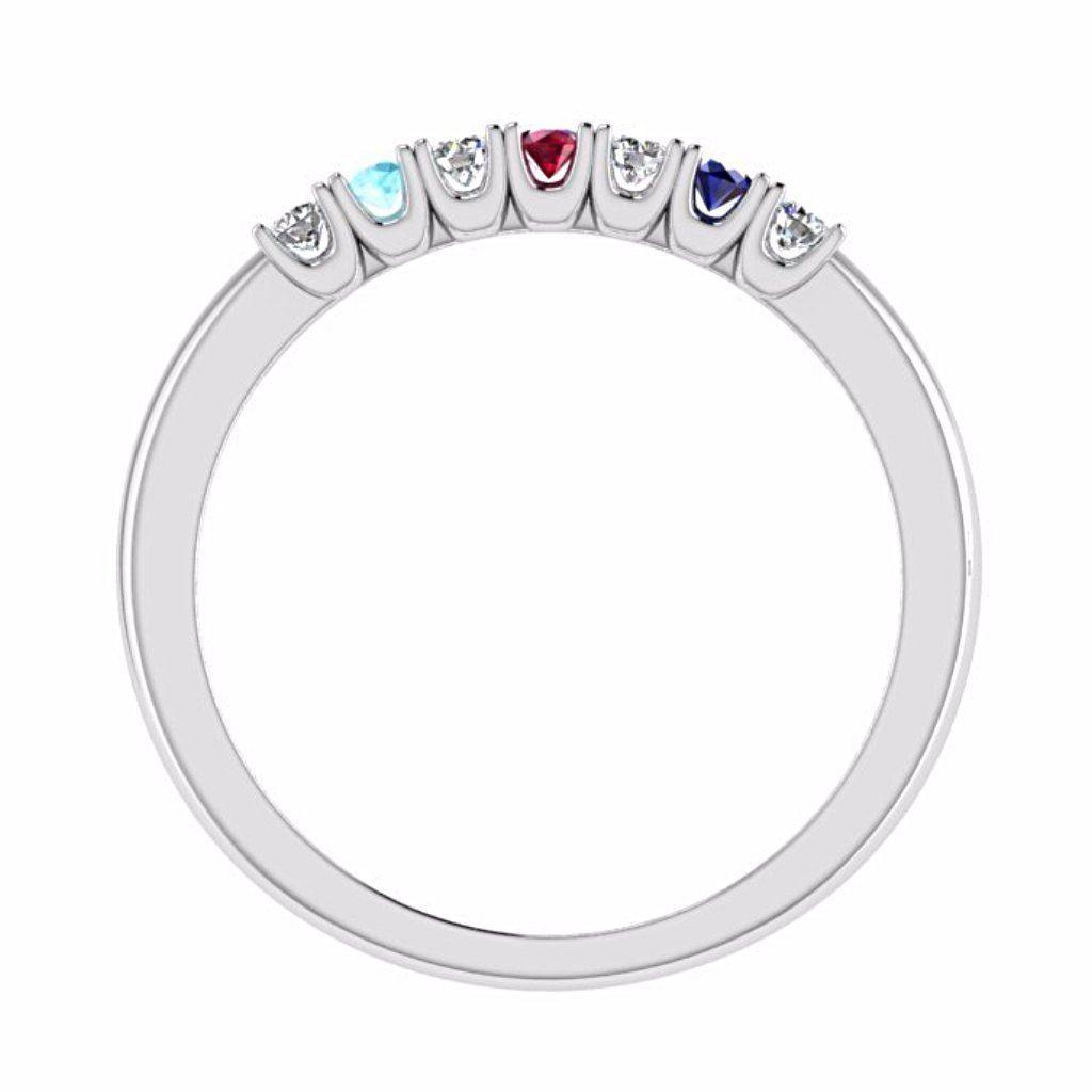 Gemstone and Diamond Semi Eternity Ring 18K Gold - Thenetjeweler