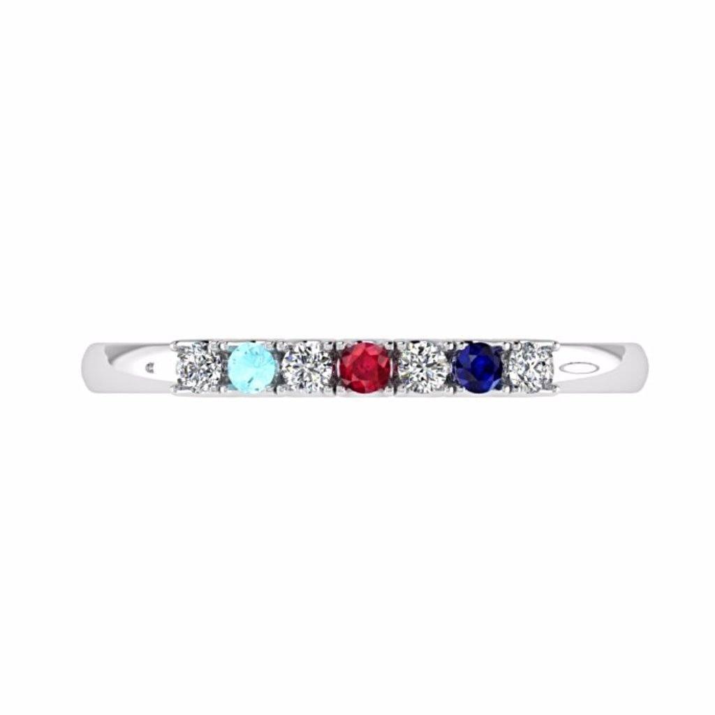 Gemstone and Diamond Semi Eternity Ring 18K Gold - Thenetjeweler
