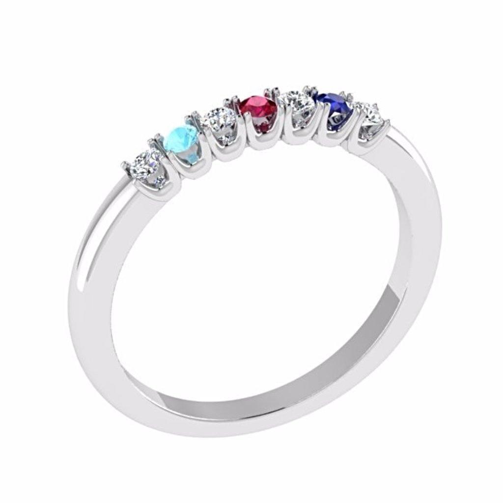 Gemstone and Diamond Semi Eternity Ring 18K Gold - Thenetjeweler