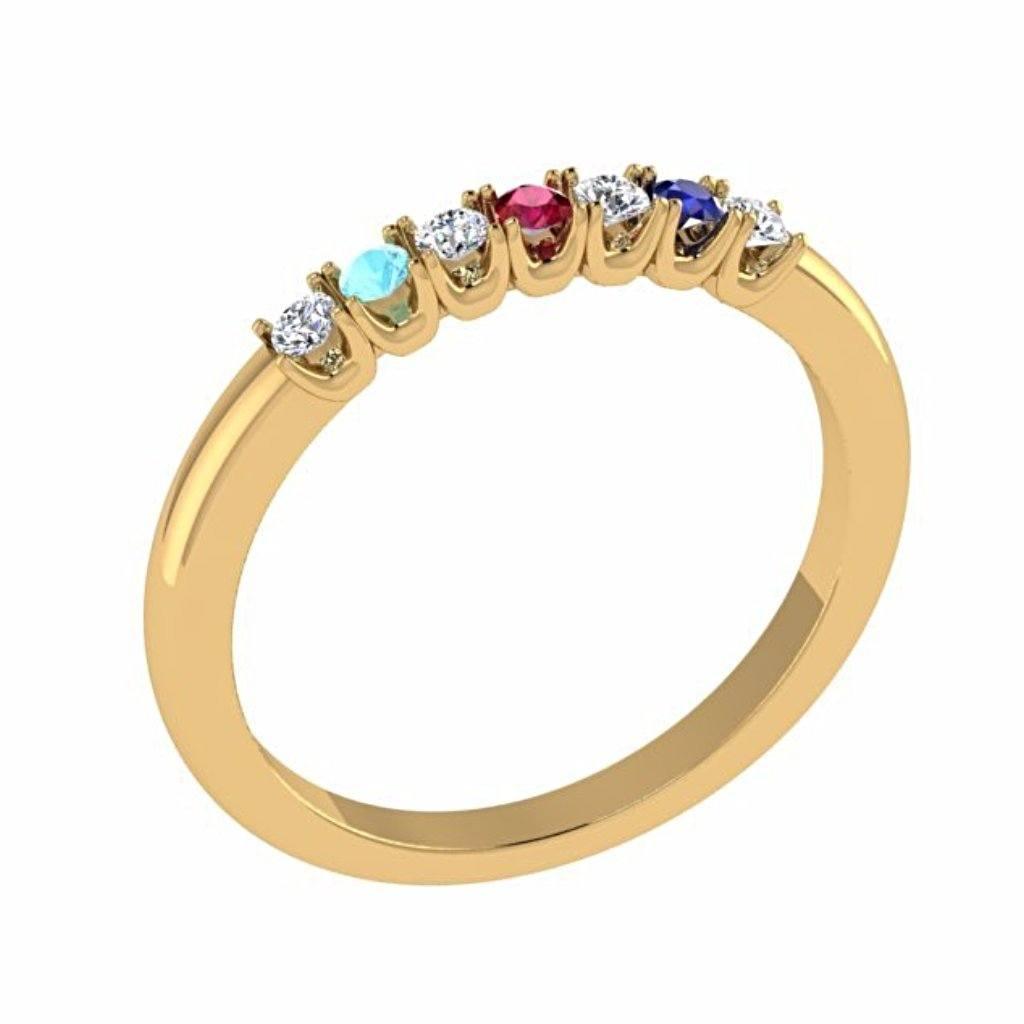 Gemstone and Diamond Semi Eternity Ring 18K Gold - Thenetjeweler
