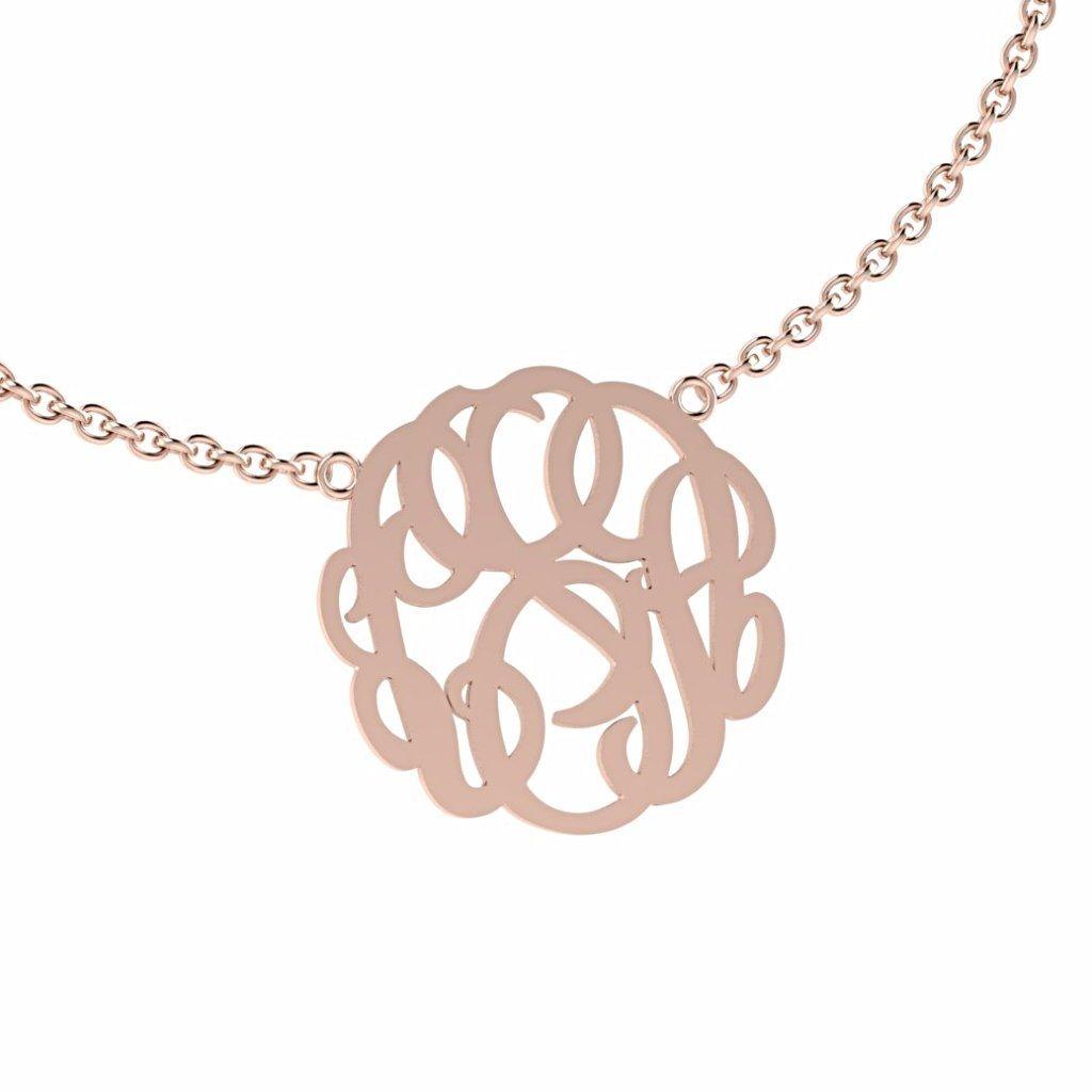 Personalized Monogram Initial Pendant 14K Gold - Thenetjeweler