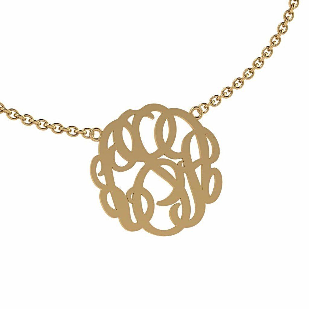 Personalized Monogram Initial Pendant 14K Gold - Thenetjeweler