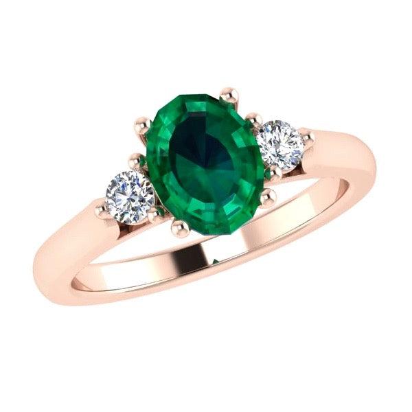Oval Emerald and Diamond Engagement Ring 18K Gold - Thenetjeweler