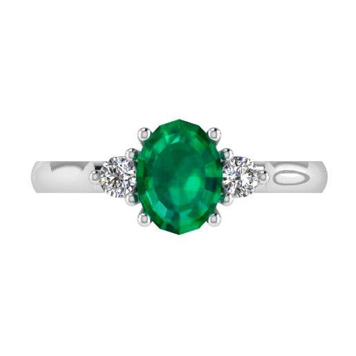 Oval Emerald and Diamond Engagement Ring 18K Gold - Thenetjeweler