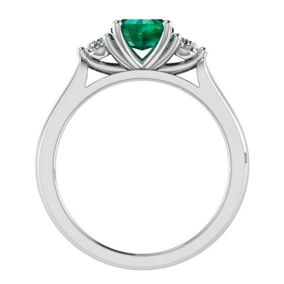Oval Emerald and Diamond Engagement Ring 18K Gold - Thenetjeweler