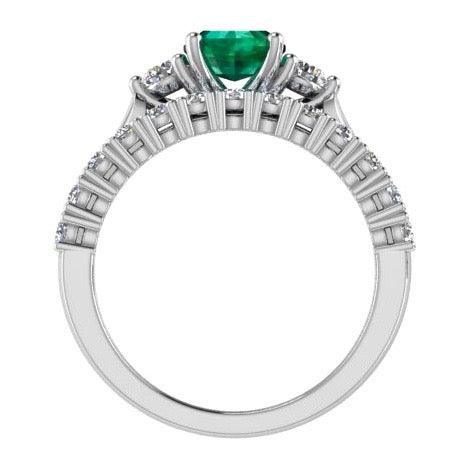 Emerald and Diamond Engagement Ring & Semi Eternity Set - Thenetjeweler
