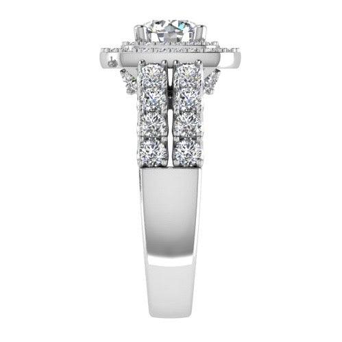 2 Row Diamond Double Halo Engagement Ring - Thenetjeweler