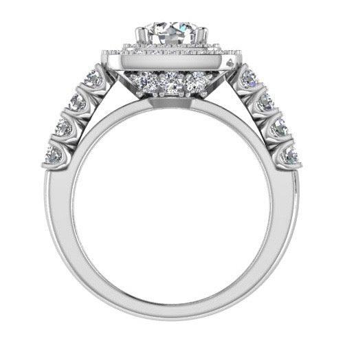 2 Row Diamond Double Halo Engagement Ring - Thenetjeweler