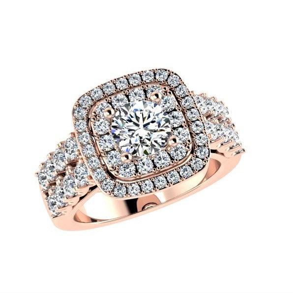 Double Halo Diamond Engagement Ring - Thenetjeweler