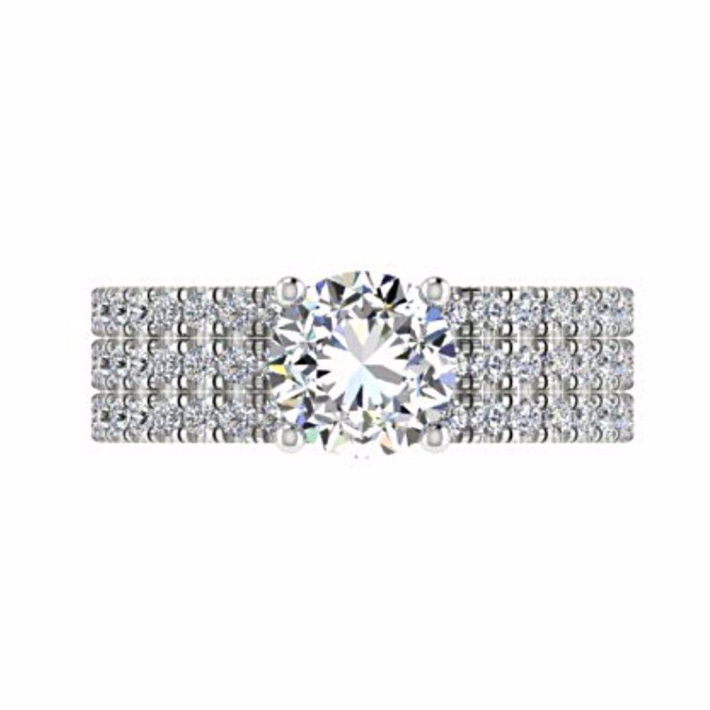 Diamond Engagement Ring and Eternity Bands Set 18K White Gold - Thenetjeweler