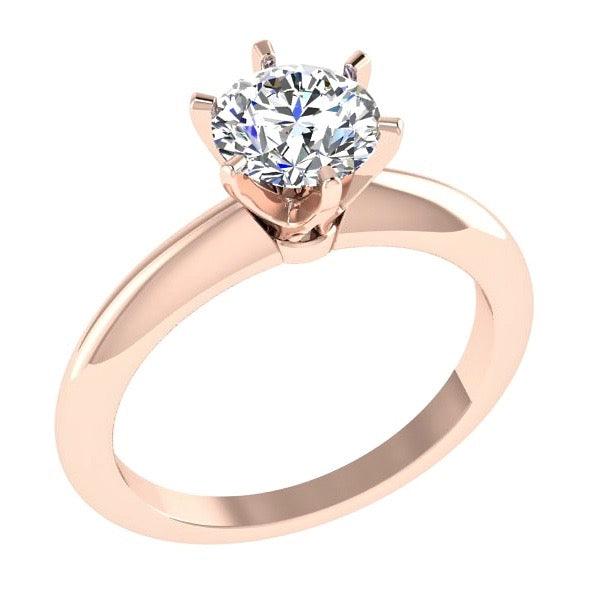 6 Prong Round Diamond Solitaire Engagement Ring 18K Gold - Thenetjeweler
