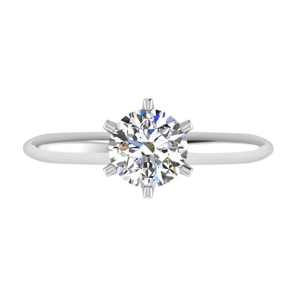 6 Prong Round Diamond Solitaire Engagement Ring 18K Gold - Thenetjeweler