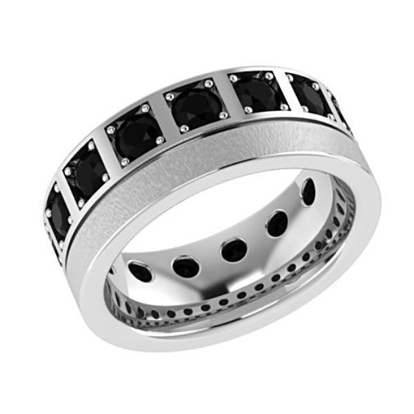 Black Diamond Wedding Band 14K White Gold - Thenetjeweler