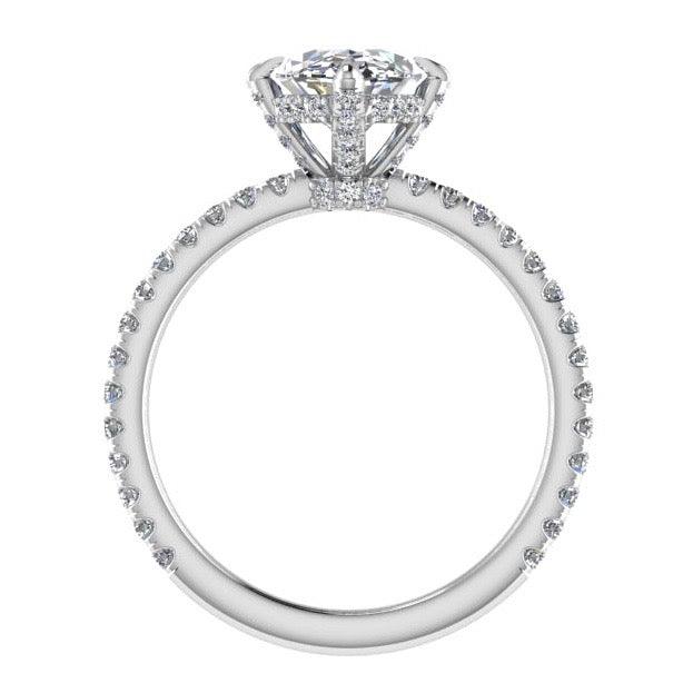 Oval diamond engagement ring with side stones 0.45 CTW - Thenetjeweler