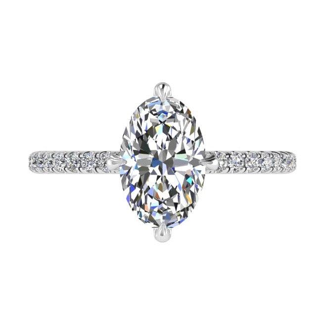 Oval diamond engagement ring with side stones 0.45 CTW - Thenetjeweler