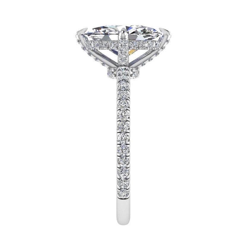 Oval diamond engagement ring with side stones 0.45 CTW - Thenetjeweler