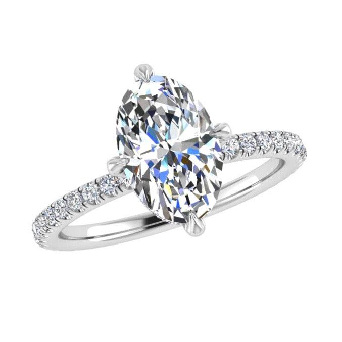 Oval diamond engagement ring with side stones 0.45 CTW - Thenetjeweler