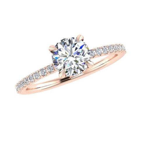 Round Diamond Engagement Ring with Side Stones 18K Gold 0.20 ct. tw - Thenetjeweler