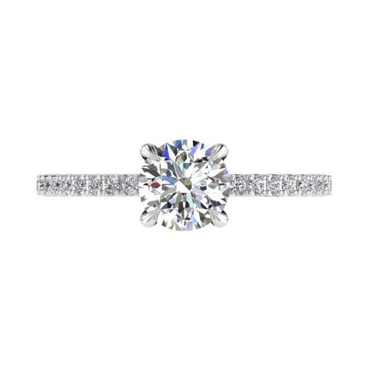 Round Diamond Engagement Ring with Side Stones 18K Gold 0.20 ct. tw - Thenetjeweler