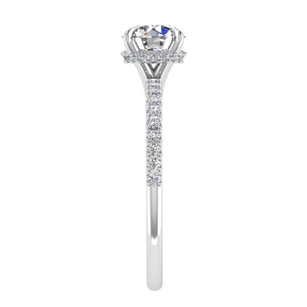 Round Diamond Engagement Ring with Side Stones 18K Gold 0.20 ct. tw - Thenetjeweler