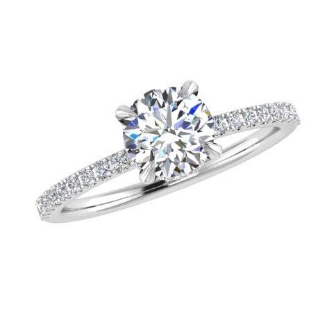 Round Diamond Engagement Ring with Side Stones 18K Gold 0.20 ct. tw - Thenetjeweler