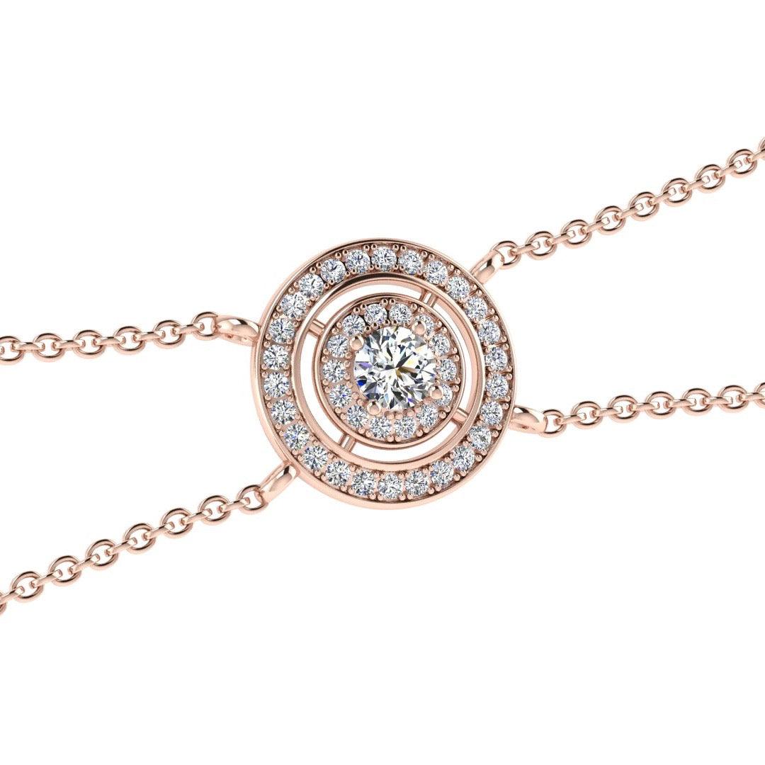 Round Diamond Double Halo Pendant Bracelet 18K Gold (0.48 ct. tw) - Thenetjeweler