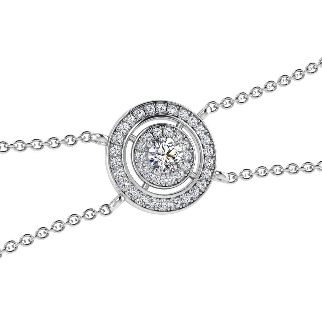 Round Diamond Double Halo Pendant Bracelet 18K Gold (0.48 ct. tw) - Thenetjeweler