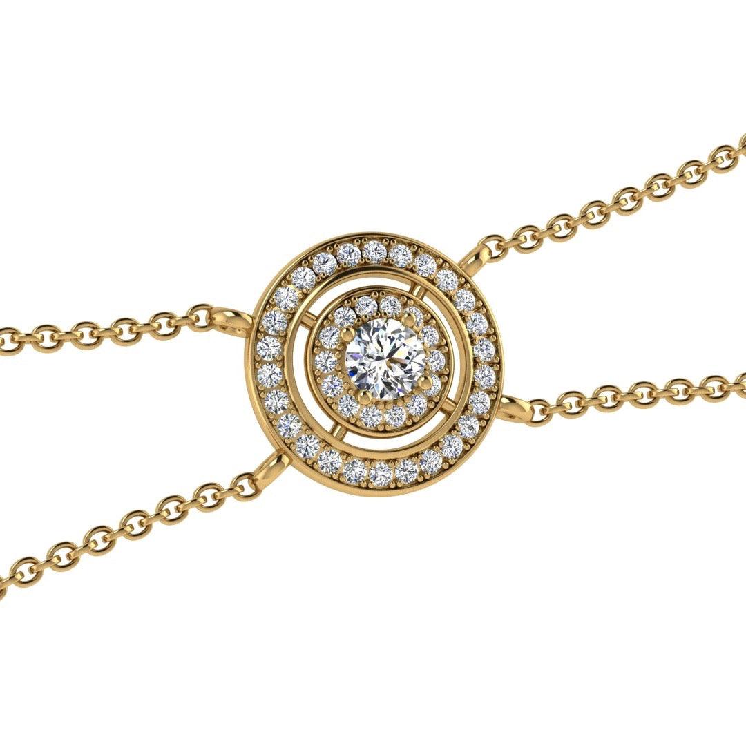 Round Diamond Double Halo Pendant Bracelet 18K Gold (0.48 ct. tw) - Thenetjeweler