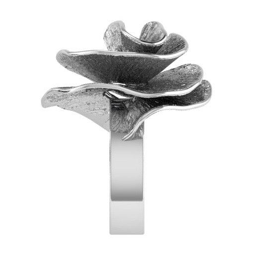 Rose Shaped Diamond Ring 18K White Gold - Thenetjeweler
