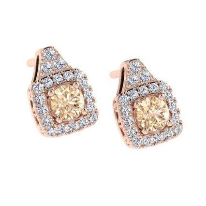 Cushion Shape Halo Diamond Stud Earrings 18K Gold - Thenetjeweler