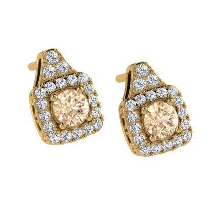 Cushion Shape Halo Diamond Stud Earrings 18K Gold - Thenetjeweler