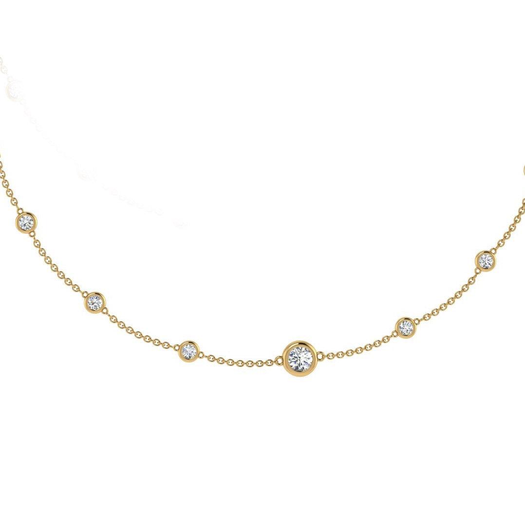 Bezel Diamond Necklace Gold 18K 0.60ctd - Thenetjeweler