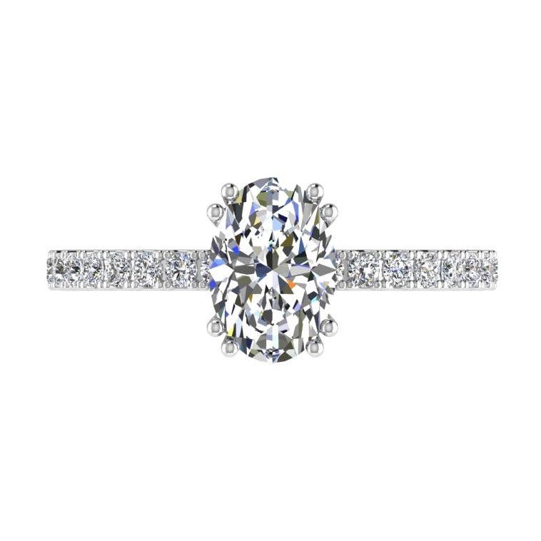 Oval Diamond Side Stone Engagement Ring 18K Gold (0.26 ct. tw) - Thenetjeweler