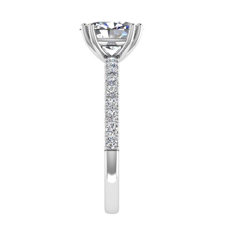 Oval Diamond Side Stone Engagement Ring 18K Gold (0.26 ct. tw) - Thenetjeweler