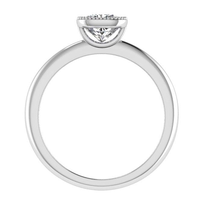 Milgrain Detail Cushion Solitaire Engagement Ring 18K Gold - Thenetjeweler
